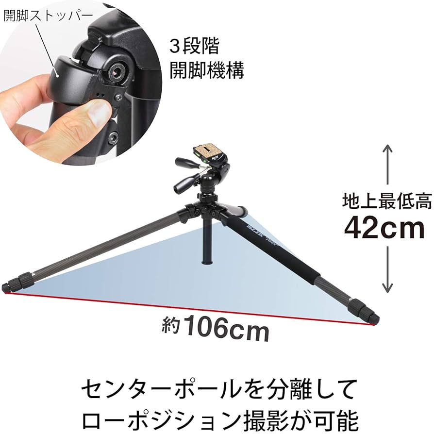 Amazon | SLIK カーボン三脚 ライトカーボン E94 4段 ナット